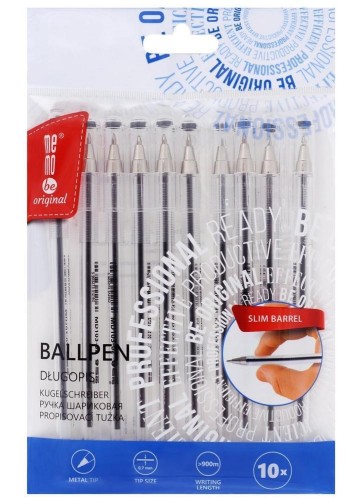 Długopis biurowy 0,7mm czarny 10szt MemoBe, MemoBe