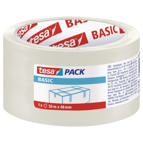 Taśma pakowa Basic transparentna 50m x 48mm, Tesa