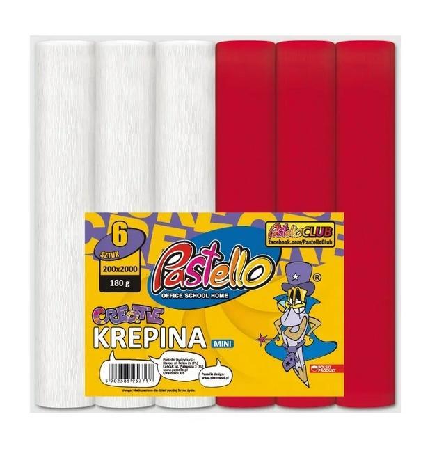 Krepina mini 20x250cm 180g biało-czerwona 6szt