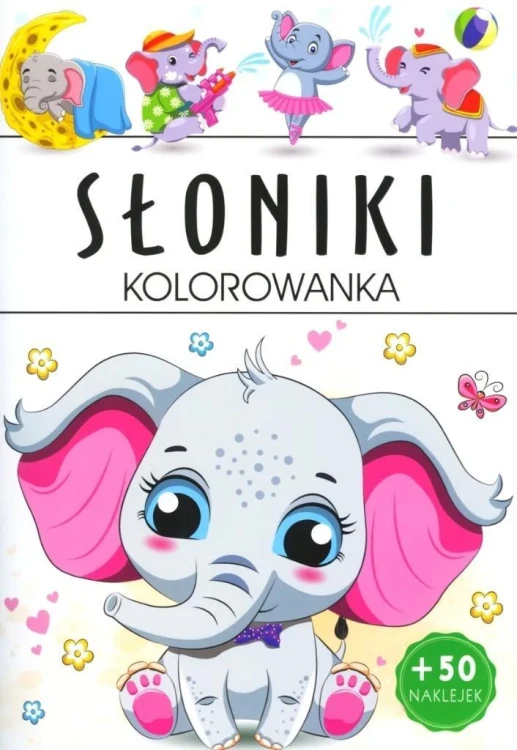 Słoniki kolorowanka, praca zbiorowa