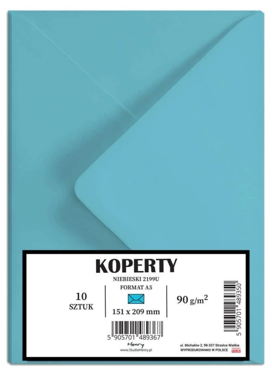 Koperty A5 niebieskie 10szt, Henry