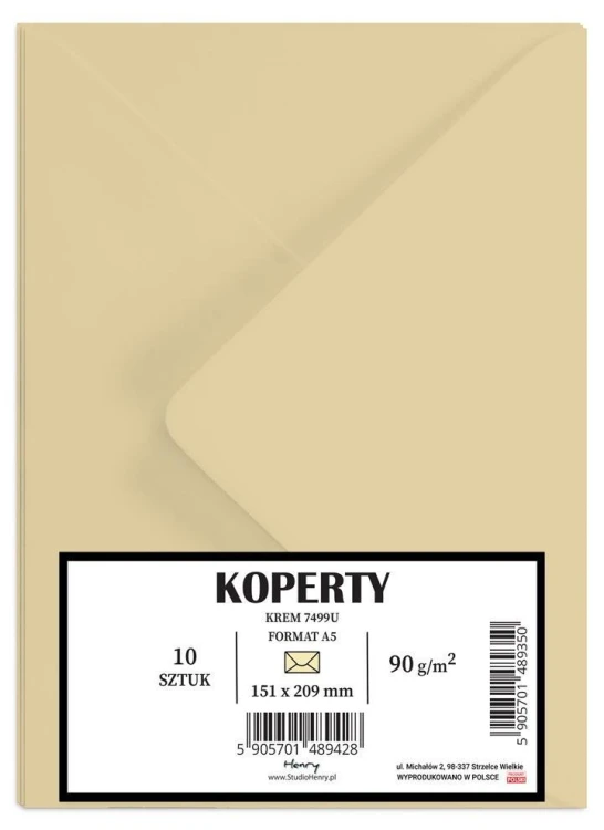 Koperty A5 kremowe 10szt, Henry