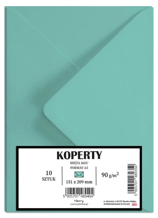 Koperty A5 miętowe 10szt, Henry