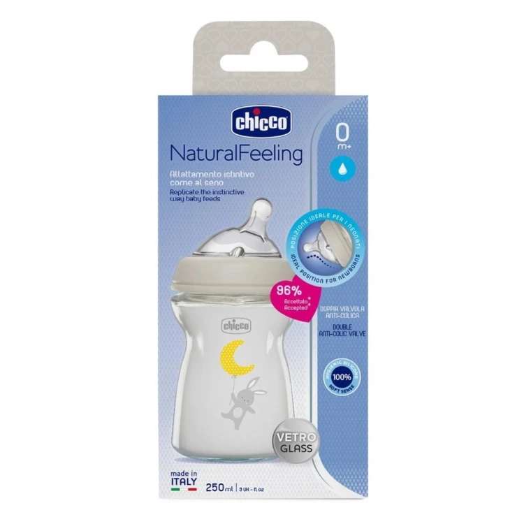 Butelka szklana NaturalFeeling 250ml 0m+, Chicco