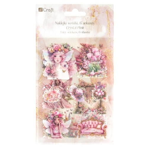 Naklejki połyskujące PET - Wróżki pink 6ark
