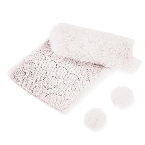 Futerkowe pompony na taśmie białe 3cm 50szt