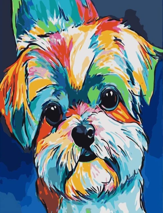 Malowanie po numerach 40x50cm Tęczowy pies