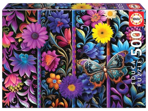 Puzzle 500 Kwiaty i motyl G3, Educa