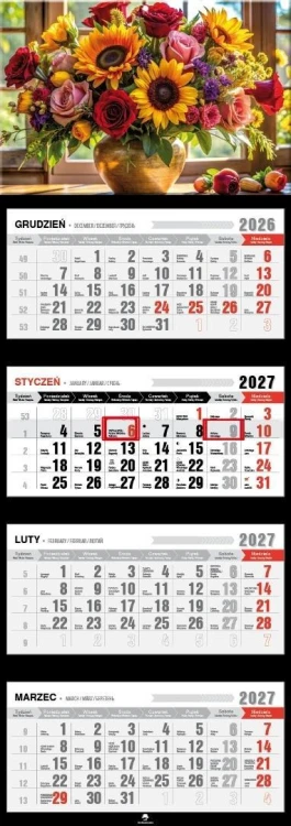Kalendarz 2027 czterodzielny premium bukiet