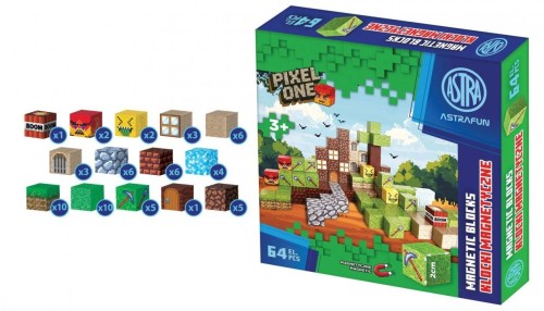 Klocki magnetyczne Pixel One Farma 64el ASTRA