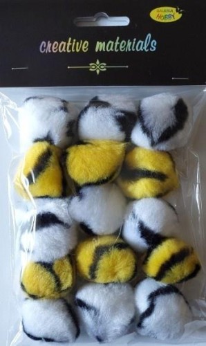 Pompony dwukolorowe 38mm 15szt, Galeria Hobby