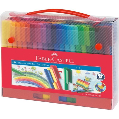 Flamastry Connector 60szt w walizce FABER CASTELL