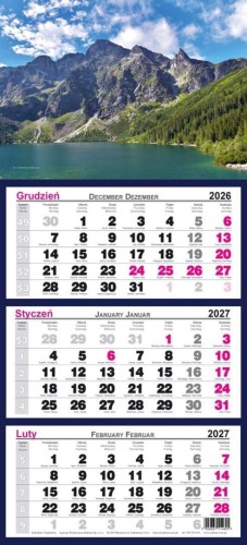 Kalendarz 2027 trójdzielny Morskie Oko