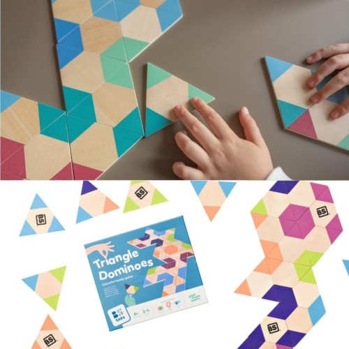 Domino drewniane trójkątne logiczne, BS Toys