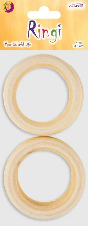 Ringi drewniane 6cm 4szt, Aliga