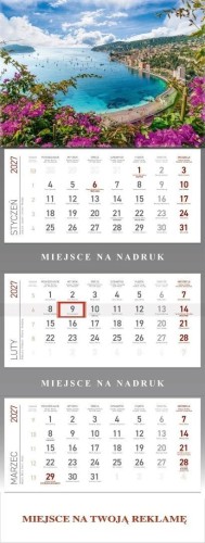 Kalendarz 2027 trójdzielny Laurowe wybrzeże