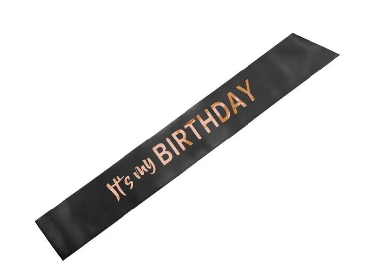 Szarfa Its my birthday czarny 79x9,4