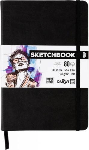 Szkicownik 14x21cm 140g czarny, Darwi