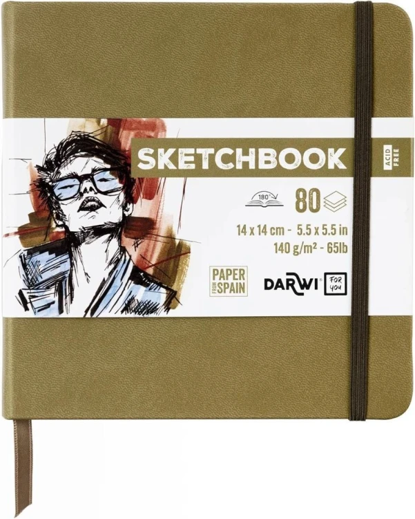 Szkicownik 14x14cm 140g khaki, Darwi