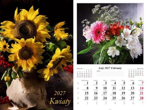 Kalendarz 2027 ścienny Kwiaty