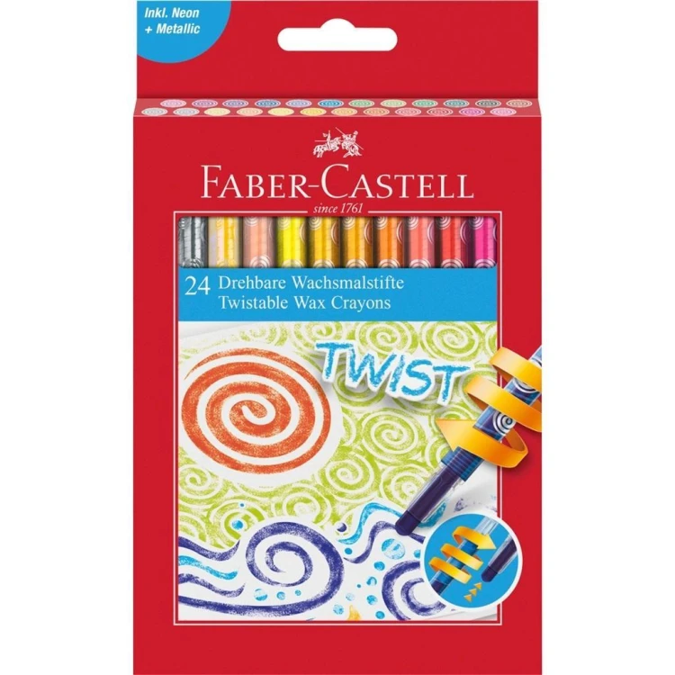 Kredki woskowe wykręcane 24szt FABER CASTELL