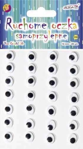 Ruchome oczka samoprzylepne 10mm 28szt, Aliga
