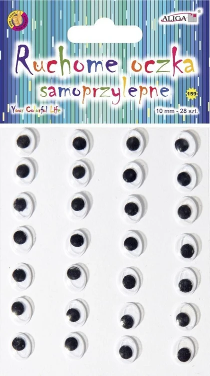 Ruchome oczka samoprzylepne 10mm 28szt, Aliga