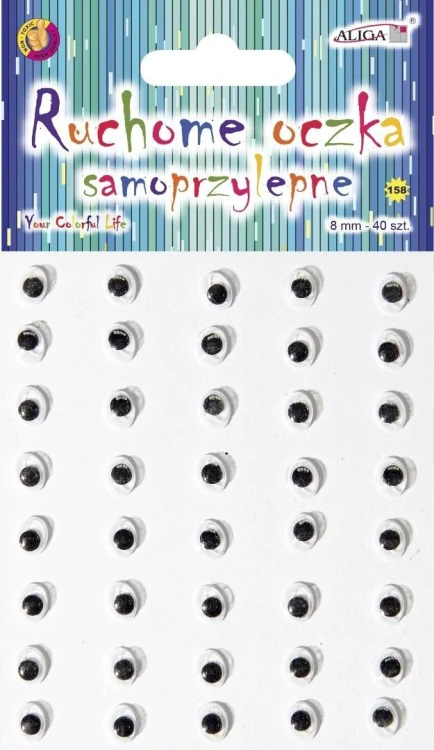 Ruchome oczka samoprzylepne 8mm 40szt, Aliga