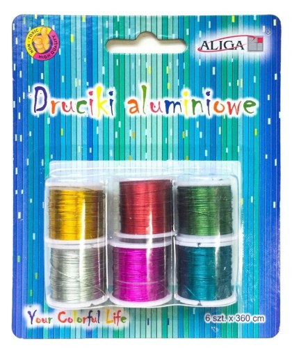 Druciki aluminiowe na szpulkach 0,3mmx3m 6szt