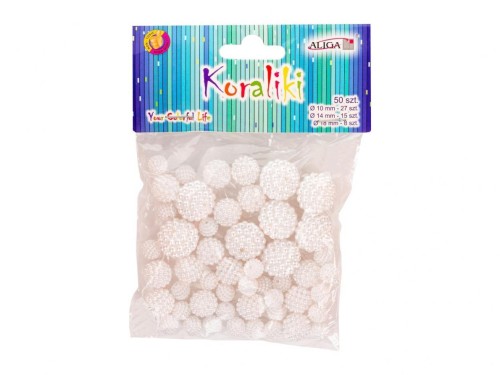 Koraliki plastikowe perłowe 50szt, Aliga