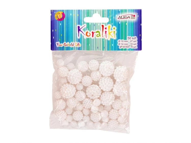 Koraliki plastikowe perłowe 50szt, Aliga