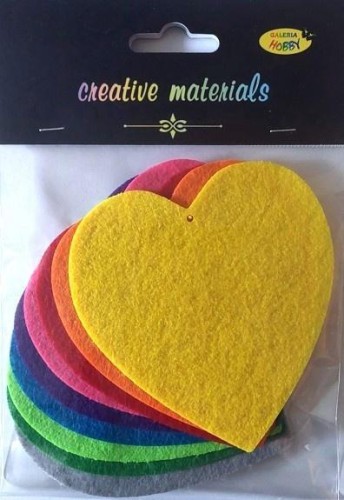Serca z filcu 9,5x10cm 9szt, Galeria Hobby