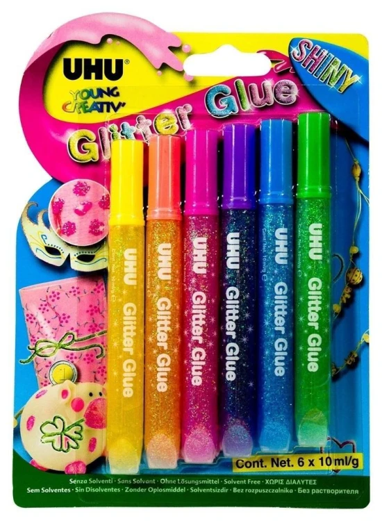 Klej brokatowy Creative Glitter 6 kolorów UHU, UHU