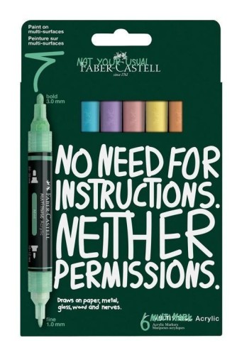 Markery akrylowe MultimarkPastel 6kol FABER CASTEL