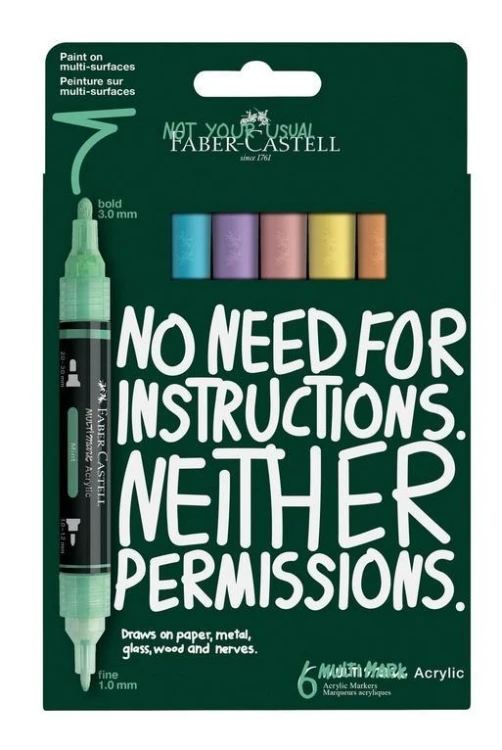 Markery akrylowe MultimarkPastel 6kol FABER CASTEL