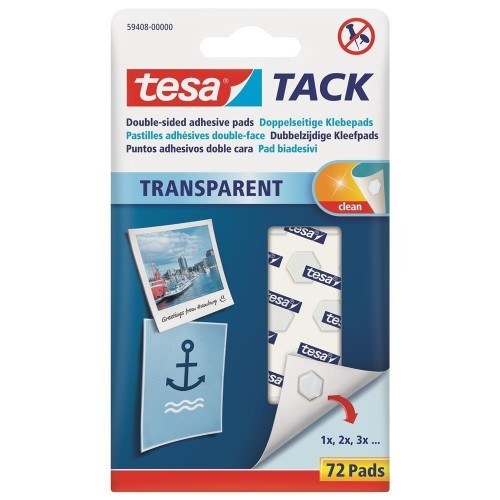 Płatki samoprzylepne transparentne 72szt, Tesa