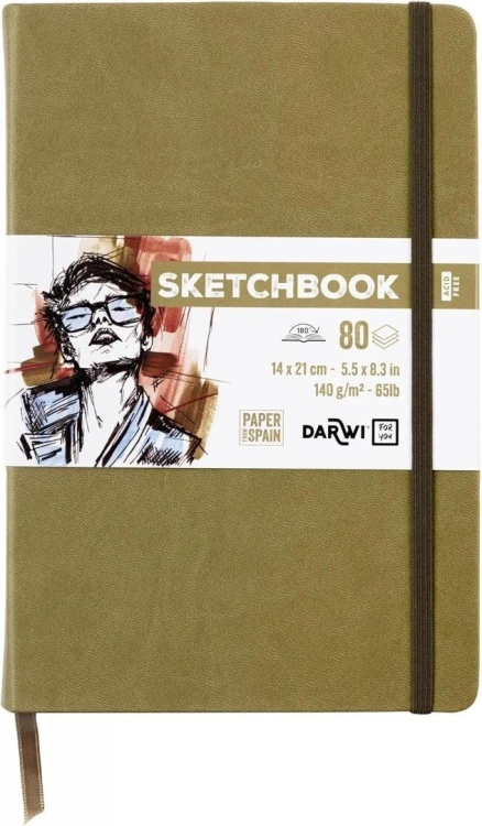 Szkicownik 14x21cm 140g khaki, Darwi
