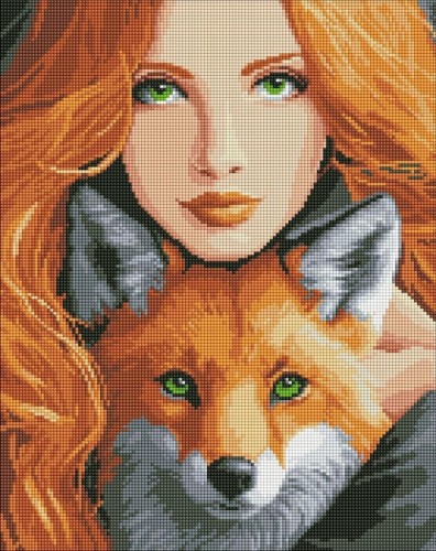 Diamentowa mozaika bez ramy - Ognisty lis 40x50cm