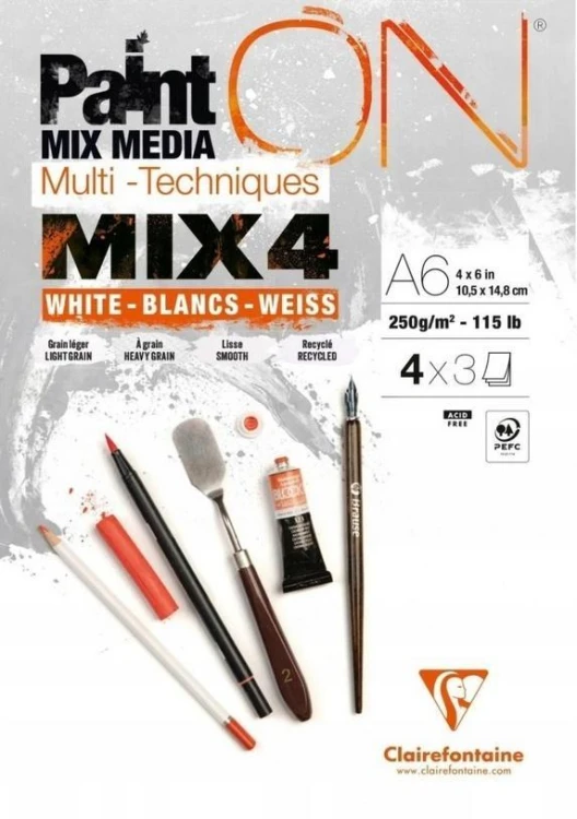Blok A6 białych papierów mix4 250g 12ark