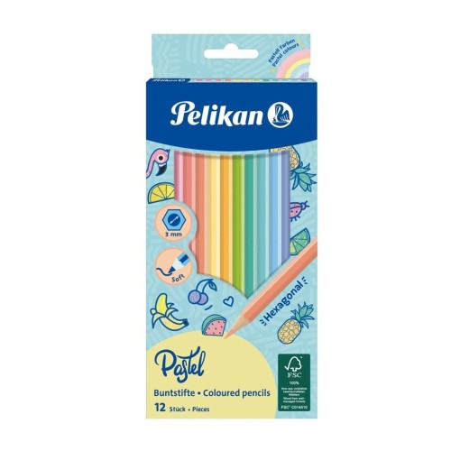 Kredki pastelowe 12 kolorów, PELIKAN