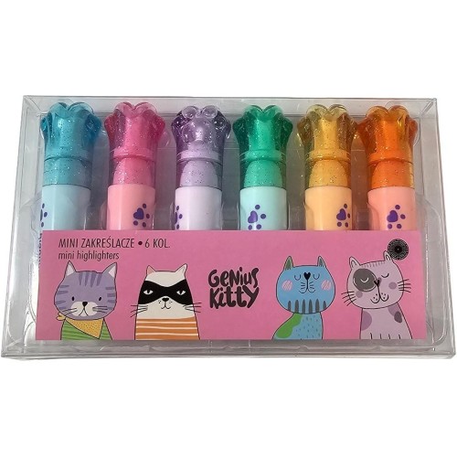 Zakreślacze mini Genius Kitty 6kol