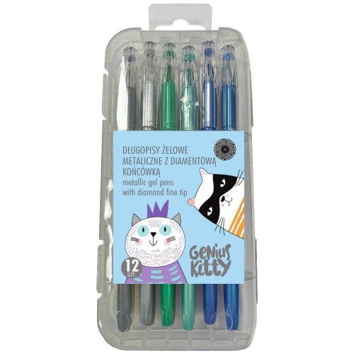 Długopisy żelowe metaliczne Genius Kitty 12kol