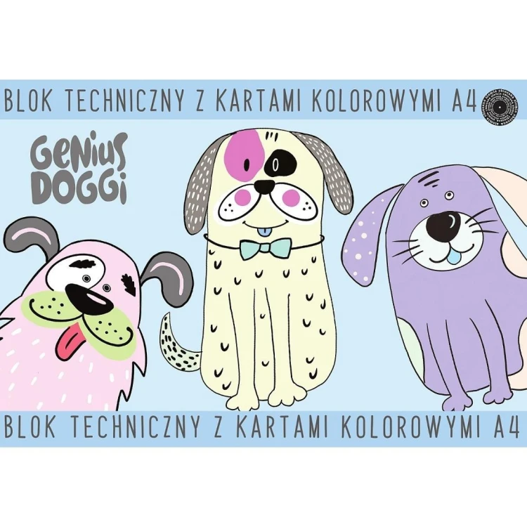 Blok techniczny A4/15K kolor Genius Doggi (10szt)