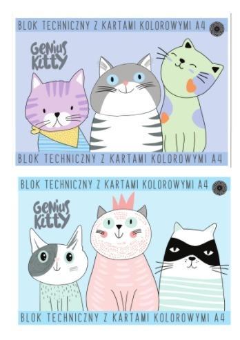 Blok techniczny A4/15K kolor Genius Kitty (10szt)