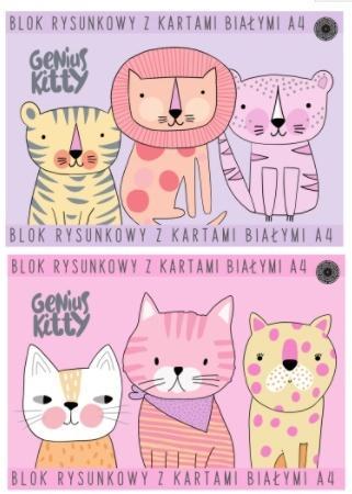 Blok rysunkowy A4/15K biały Genius Kitty (10szt)