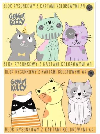 Blok rysunkowy A4/15K kolor Genius Kitty (10szt)