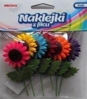 Naklejki z filcu kwiatki 6szt, Brewis