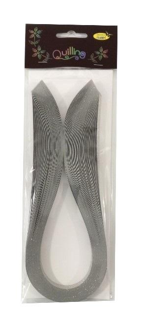 Paski do quillingu 10mmx50cm brokatowe srebrne 50s