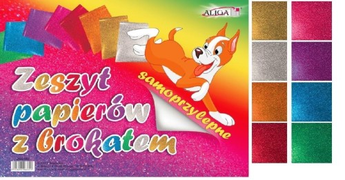 Zeszyt papierów z brokatem samoprzylepnym, Aliga