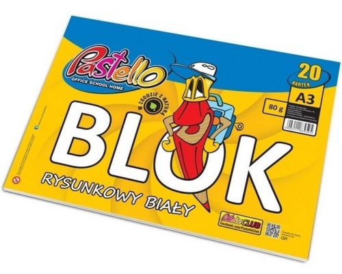 Blok rysunkowy A3 80g 20 kartek, Alfa Pastello